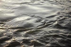 Beautiful sunlight reflections on water surface during sunset. photo