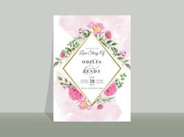 hermosa plantilla de tarjeta de invitación de boda floral dibujada a mano vector