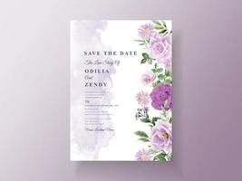 Beautiful floral hand drawn wedding invitation template vector