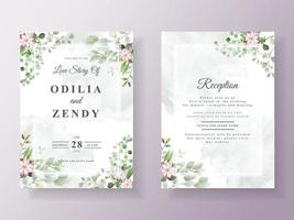elegante y hermosa tarjeta de invitación de boda floral