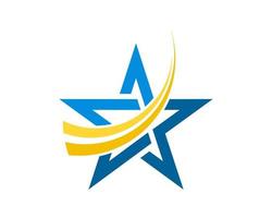 Abstract star shape with two swoosh inside vector