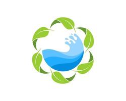 Circular nature leaf with abstract beach wave inside vector