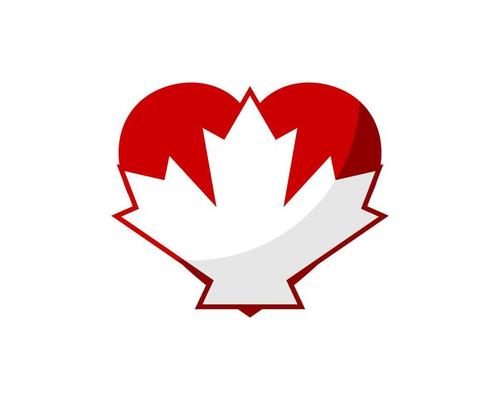 Simple love shape with maple leaf inside