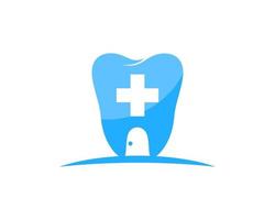 Healthy tooth with medical cross health inside vector