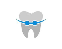 healthy tooth with blue braces inside vector