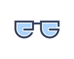 Simple geek eyeglass with E and G letter initial vector