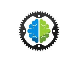 Bicycle gear with abstract brain inside vector