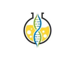 Simple bottle laboratory with DNA symbol inside vector