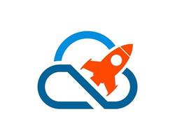 Infinity cloud with orange rocket gliding vector