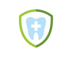 Simple shield with healthy tooth inside vector