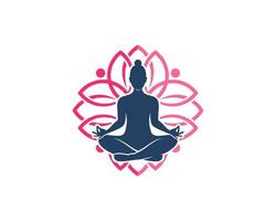Abstract lotus flower with women yoga inside vector