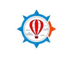 Modern compass with air balloon inside vector