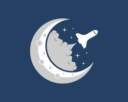 Crescent moon with space shape gliding vector