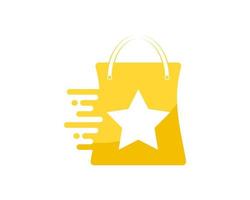 Shopping bag with fast star shape inside vector