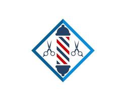 Square shape with barber shop symbol and scissor vector