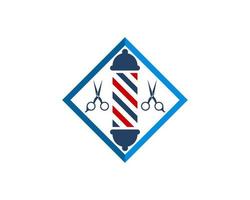 Square shape with barber shop symbol and scissor vector