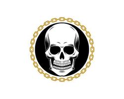 Circular chain with circle shape and skull inside vector