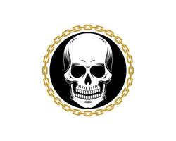 Circular chain with circle shape and skull inside vector