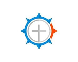 Simple compass with religion cross inside vector