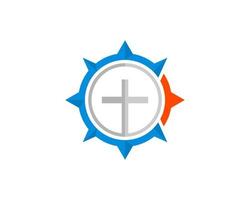 Simple compass with religion cross inside vector