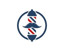 Circle shape with barbershop symbol and mustache vector