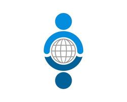 Circle people with abstract globe earth inside vector