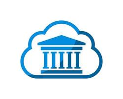 Simple cloud with law house of justice inside vector