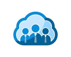 Simple cloud with three man worker inside vector