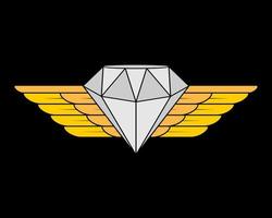 Diamond with golden wings vector