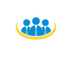 Three man worker with yellow swoosh above vector