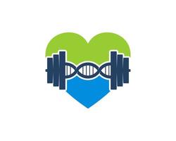 Simple love shape with gym barbel inside vector