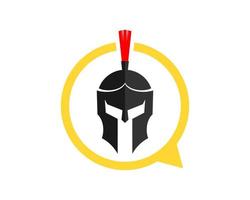 Simple bubble chat with spartan helmet inside vector
