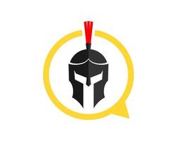 Simple bubble chat with spartan helmet inside vector