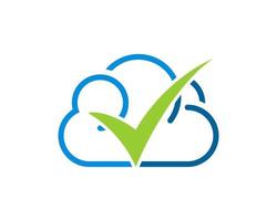 Simple cloud with checked symbol inside vector