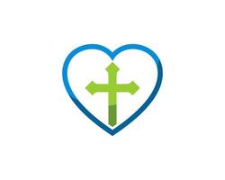 Simple love shape with religion cross inside vector