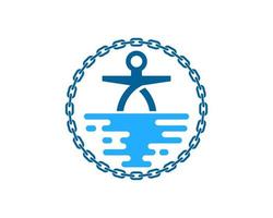 Circular chain with abstract sea and anchor on the top vector