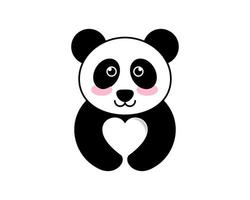 linda panda hembra con forma de amor en la mano vector