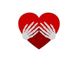 Red love shape with palm bone like hug vector