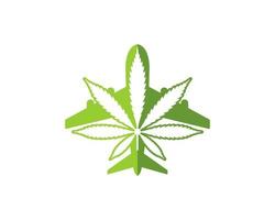 Transportation plane with cannabis leaf inside vector