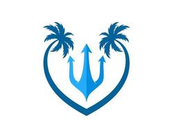 Love palm tree with abstract trident inside vector