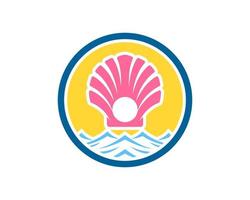 Circle shape with pinky clams on the top of beach vector