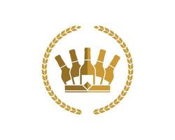 Circular wheat with luxury crown wine inside vector