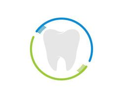 Cepillo de dientes circular con diente sano en el interior vector