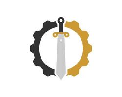 Sword knight with mechanical gear vector