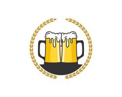 Circular wheat with double glass of beer vector