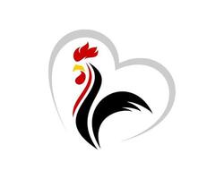 Abstract love shape with rooster inside vector