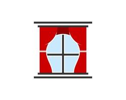 Simple and modern window with red curtains vector