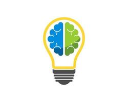 Simple electrical bulb with brain inside vector