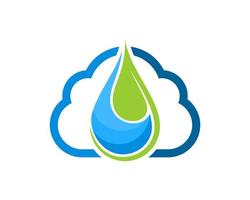 Simple cloud with water drop and half of leaf inside vector