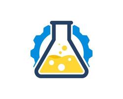 mechanical gear with triangle bottle laboratory vector